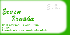 ervin krupka business card